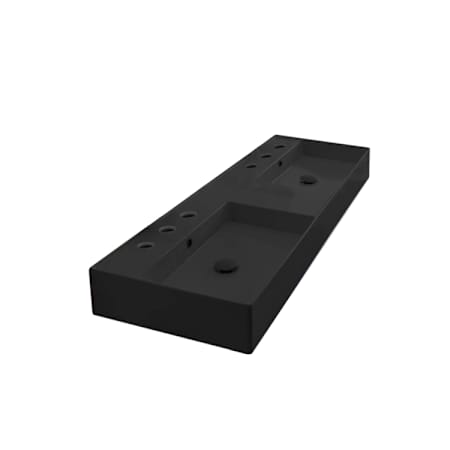 Nameeks Scarabeo Teorema 2.0 56" Rectangular Ceramic Vessel or Wall Mounted Bathroom Sink with Six Faucet Holes - Includes Overflow Matte Black